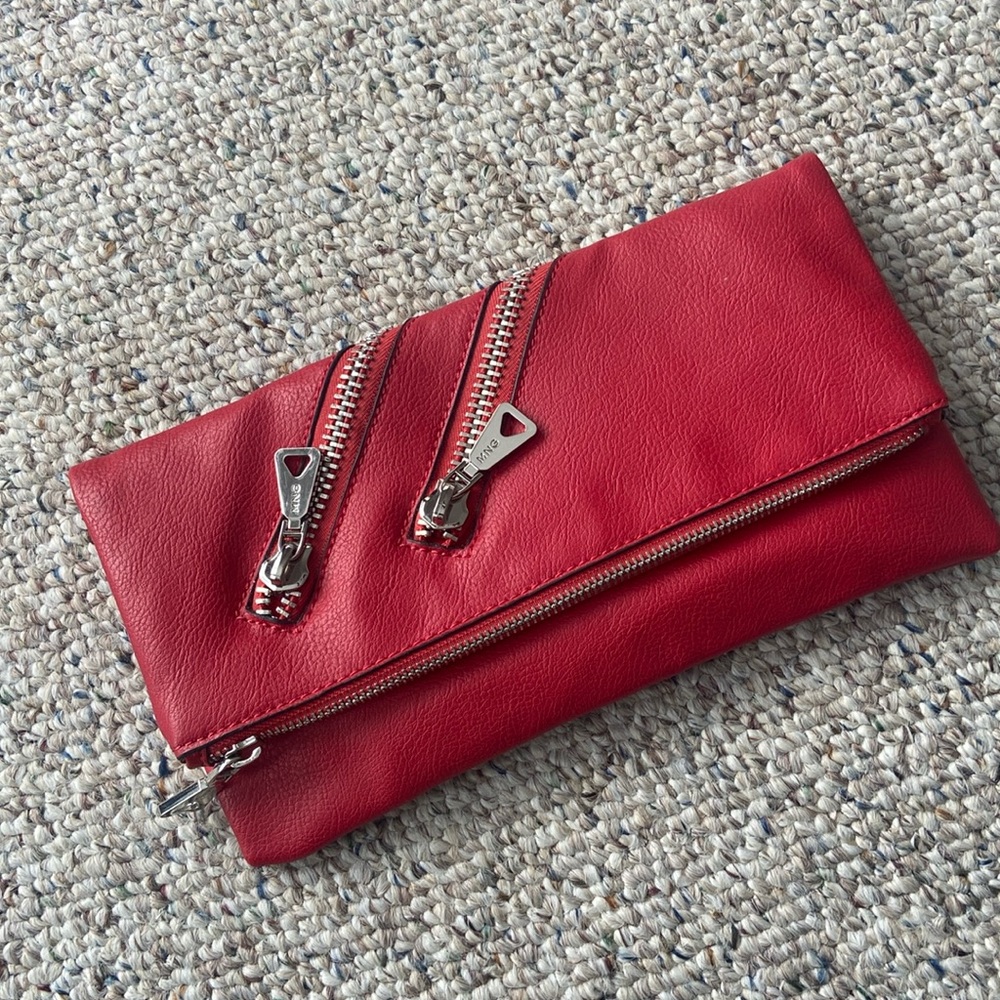 Mango Red Zipper Clutch